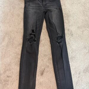 American Eagle Outfitters Black Distressed Jegging 8